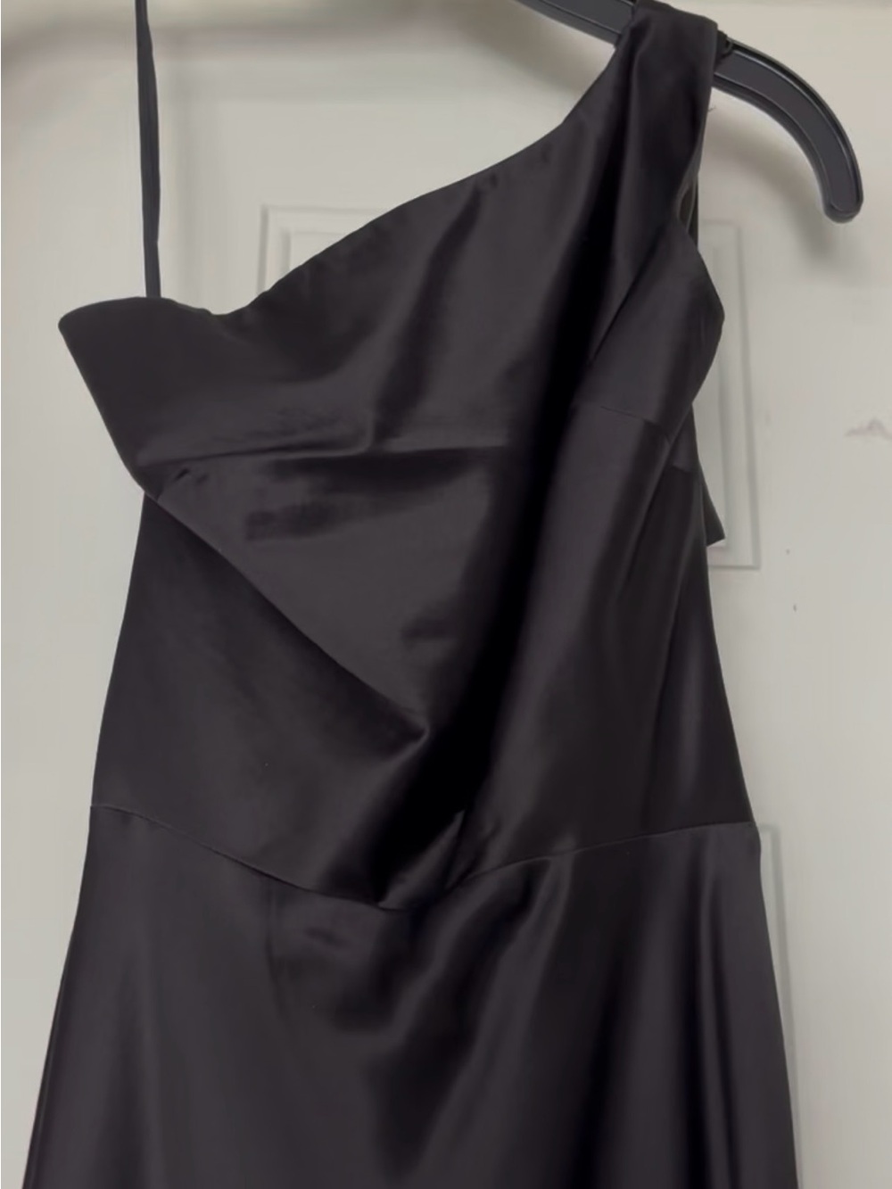 Moda International One-Shoulder Black Satin Gown